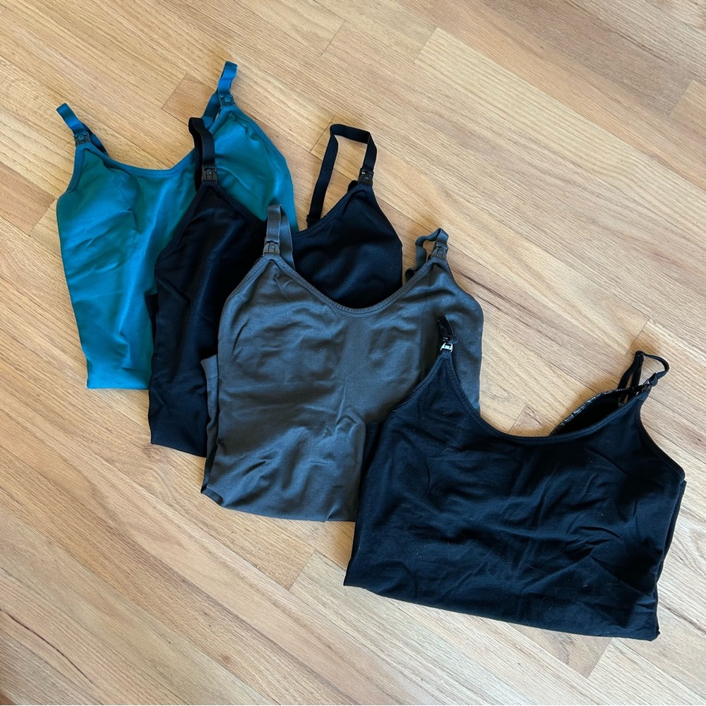 Bundle of 4 nursing tank tops clip down size small